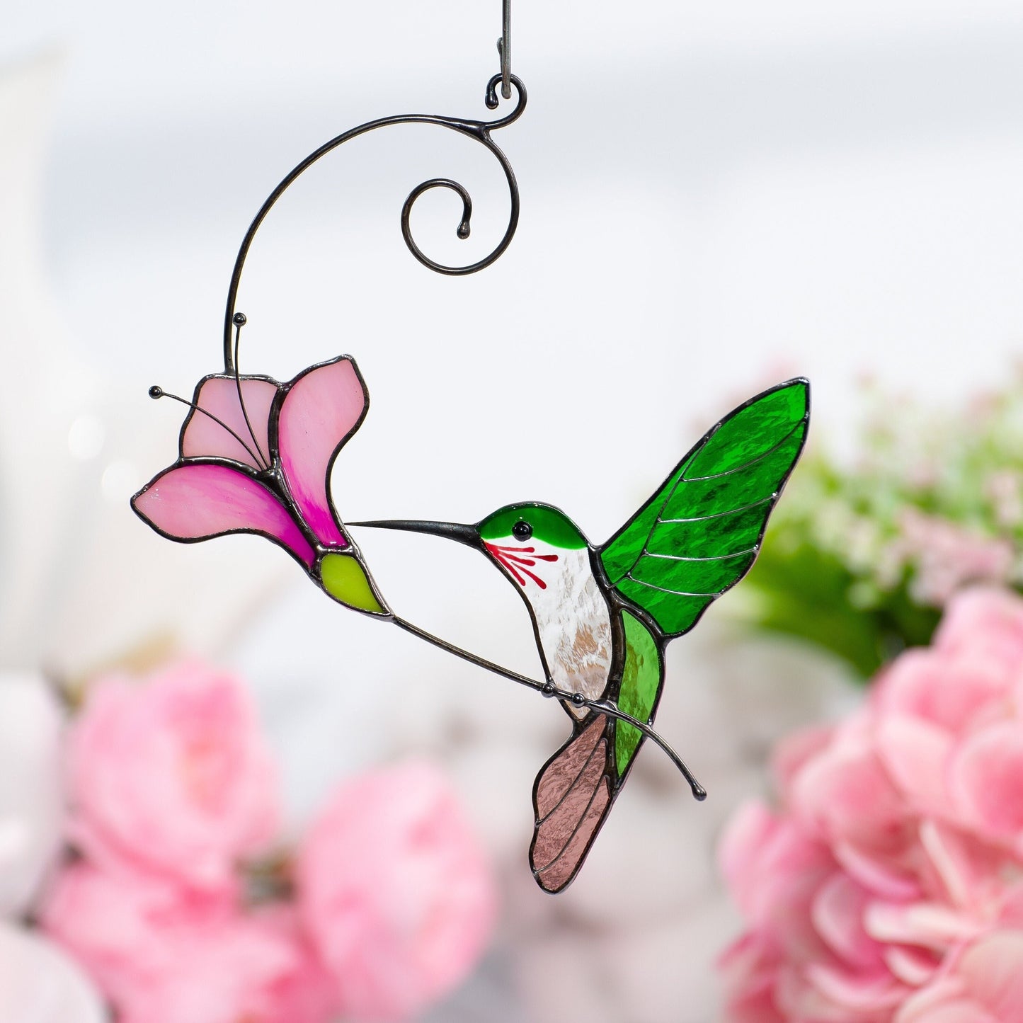 Hummingbird stained glass window hangings Godfather gift Hummingbird ornament Home decor items aesthetic - Image 10