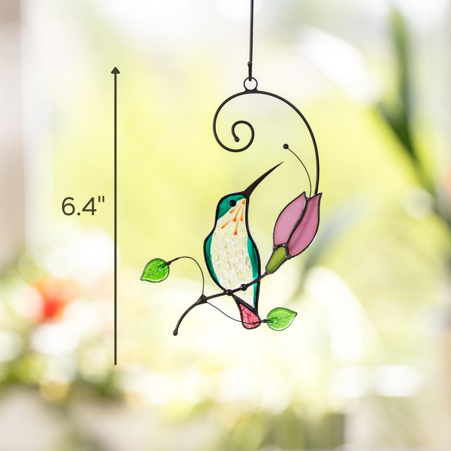 Stained glass window hangings Mother in law gift Handmade product Stained glass hummingbird suncatcher Flower suncatcher Bird lover gifts - Image 12