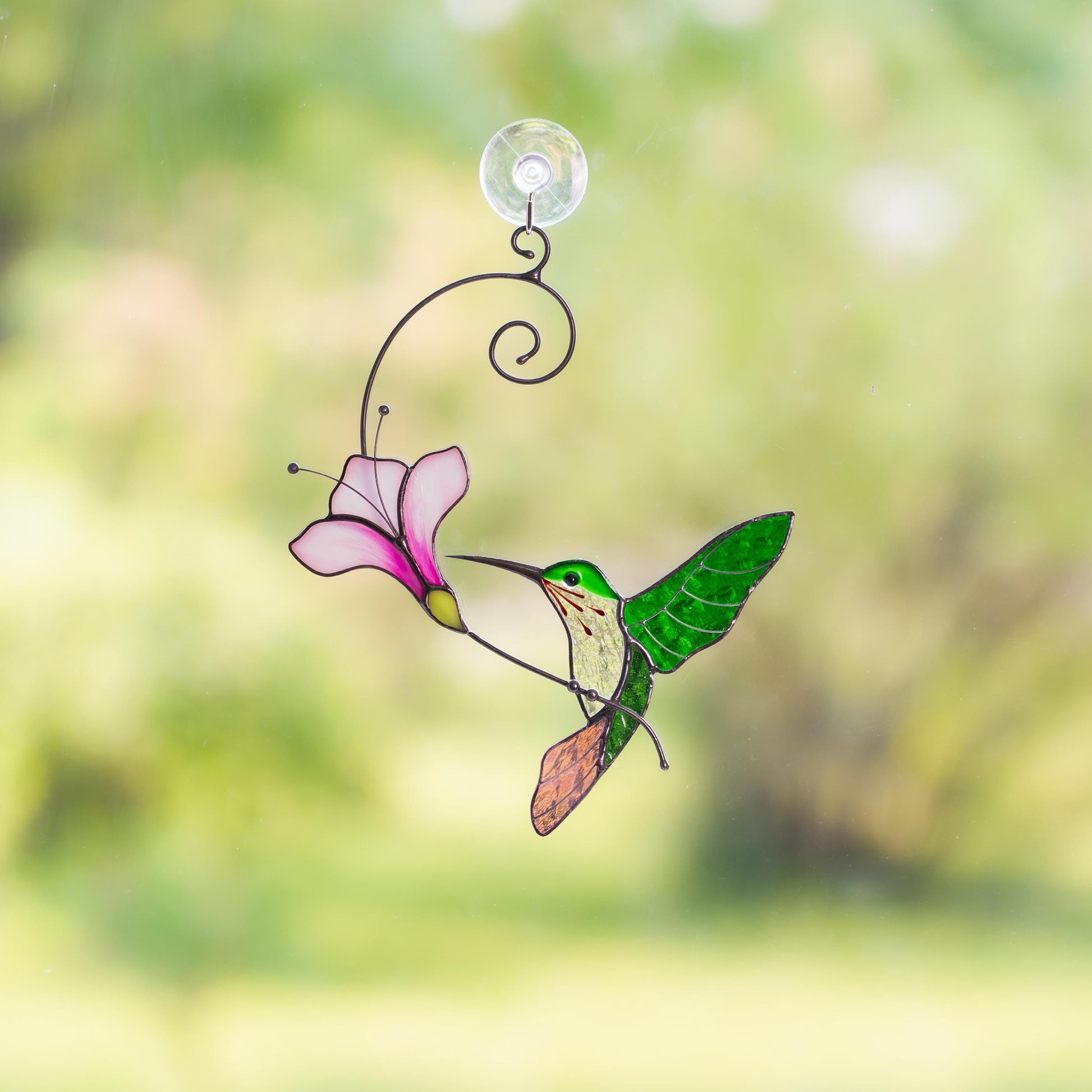 Hummingbird stained glass window hangings Godfather gift Hummingbird ornament Home decor items aesthetic - Image 16