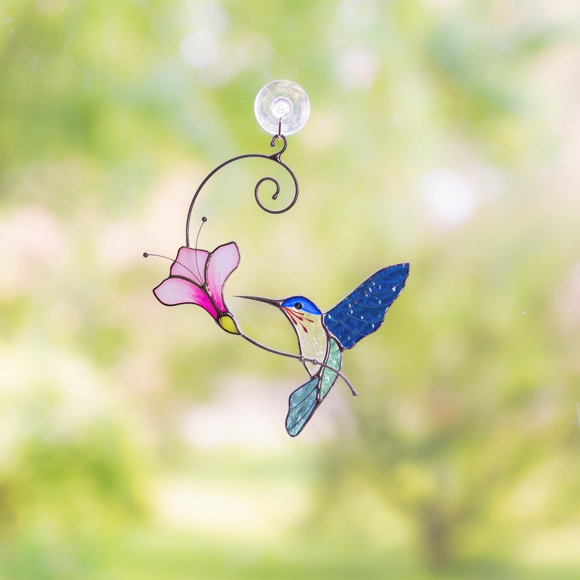 Hummingbird gifts stained glass window hangings Great grandma gift Hummingbird stained glass suncatcher Garden decoration - Image 16
