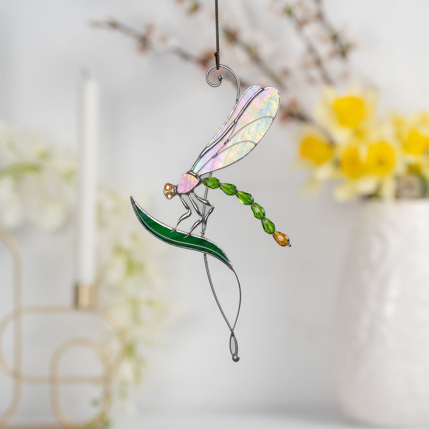 Fly insect stained glass window hangings Mom gift Modern stained glass dragonfly Dragonfly garden art - Image 4