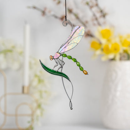 Fly insect stained glass window hangings Mom gift Modern stained glass dragonfly Dragonfly garden art - Image 4