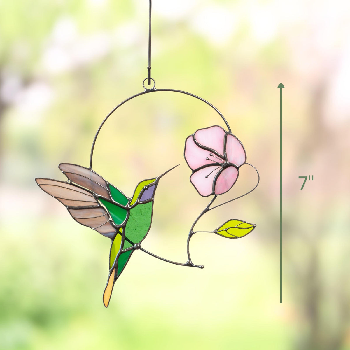 Hummingbird suncatcher Godmother gifts Hummingbird stained glass window hangings Fairy garden accessories Daughter in law gift - Image 10