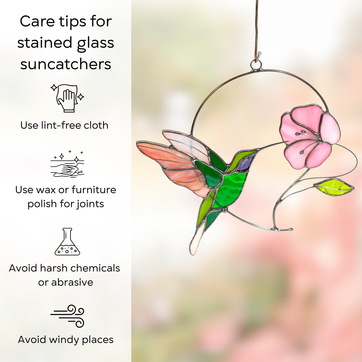 Hummingbird suncatcher Godmother gifts Hummingbird stained glass window hangings Fairy garden accessories Daughter in law gift - Image 13