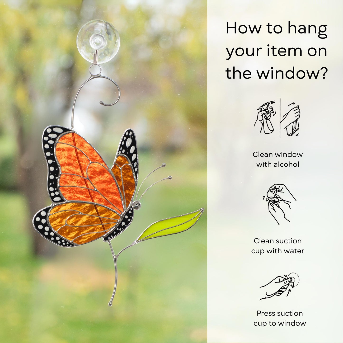 Butterfly stained glass window hanging Grandma gift Custom stained glass butterfly artwork Monarch butterfly wall art Custom suncatcher - Image 14