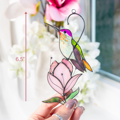 Hummingbird stained glass bird suncatcher Mother in law gifts Custom stained glass window hangings Hummingbird gifts - Image 10