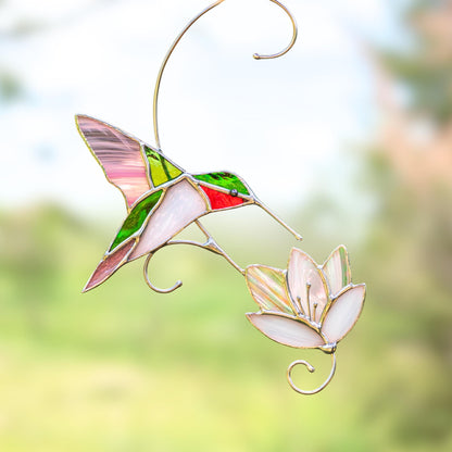 Hummingbird stained glass window hangings Best gift for mom Custom stained glass hummingbird suncatcher Bird stained glass window - Image 5