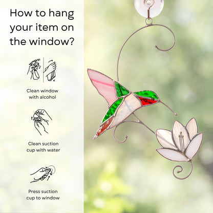 Hummingbird stained glass window hangings Best gift for mom Custom stained glass hummingbird suncatcher Bird stained glass window - Image 10