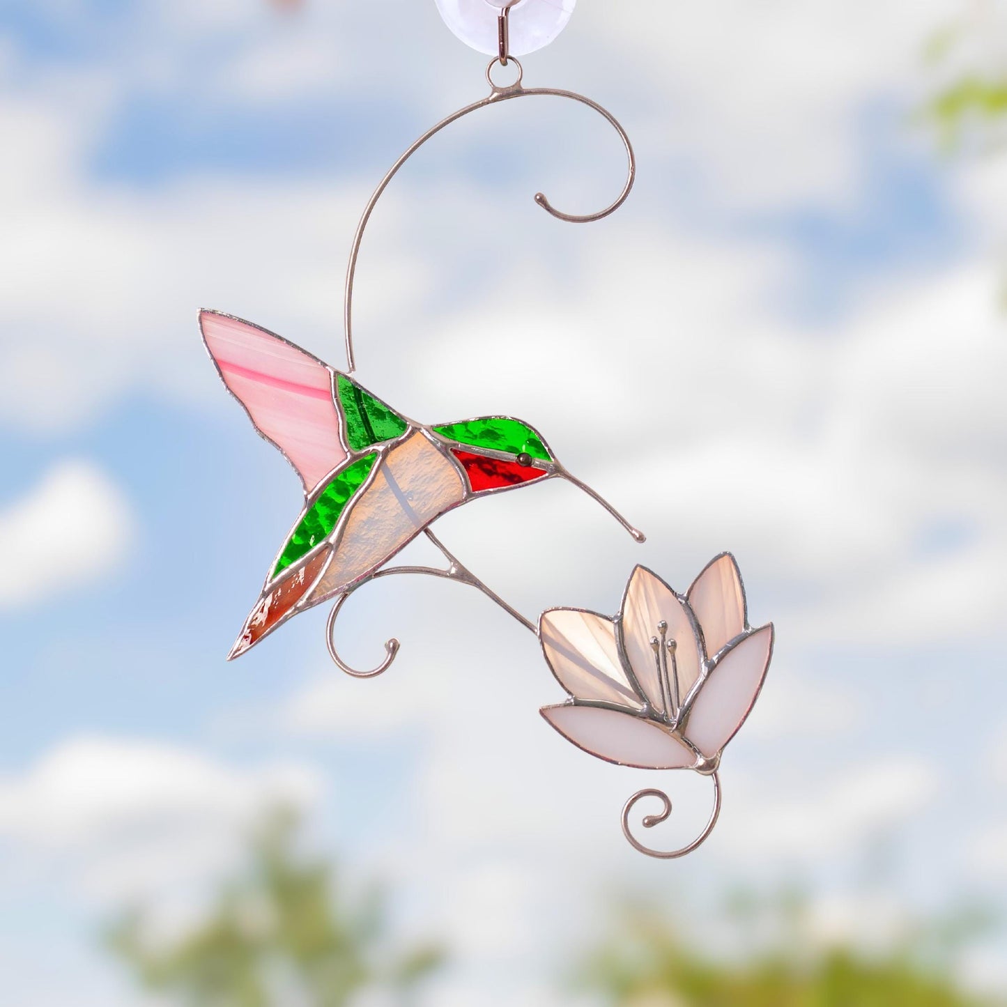Hummingbird stained glass window hangings Best gift for mom Custom stained glass hummingbird suncatcher Bird stained glass window - Image 2