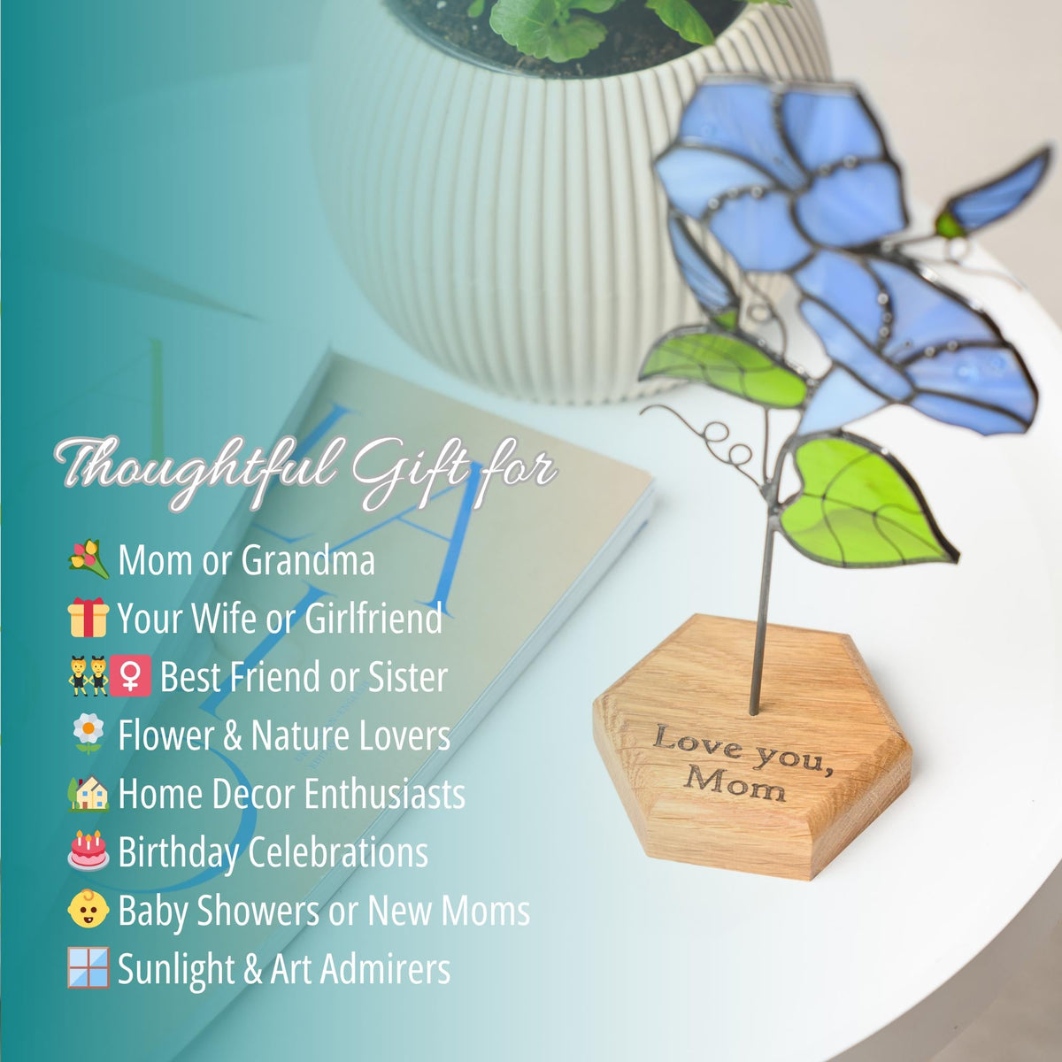Birth Month Flowers Gift for Her, Personalized Stained Glass Flower, August Birth Flower Gift, Birthday Gift for Her, Mom, Grandma, Sister - Image 12