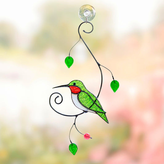 Stained glass bird suncatcher Grandma gift Custom stained glass window hangings 6th anniversary gift - Image 1