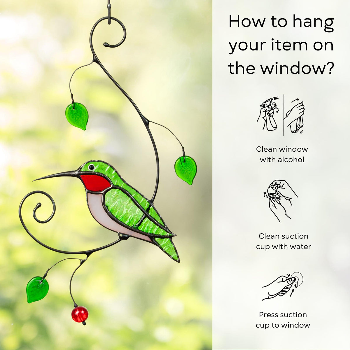 Hummingbird stained glass window hangings New mom gift Custom stained glass hummingbird suncatcher Farmhouse decor Grandparent gifts - Image 10