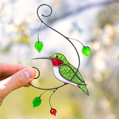 Stained glass bird suncatcher Grandma gift Custom stained glass window hangings 6th anniversary gift - Image 9