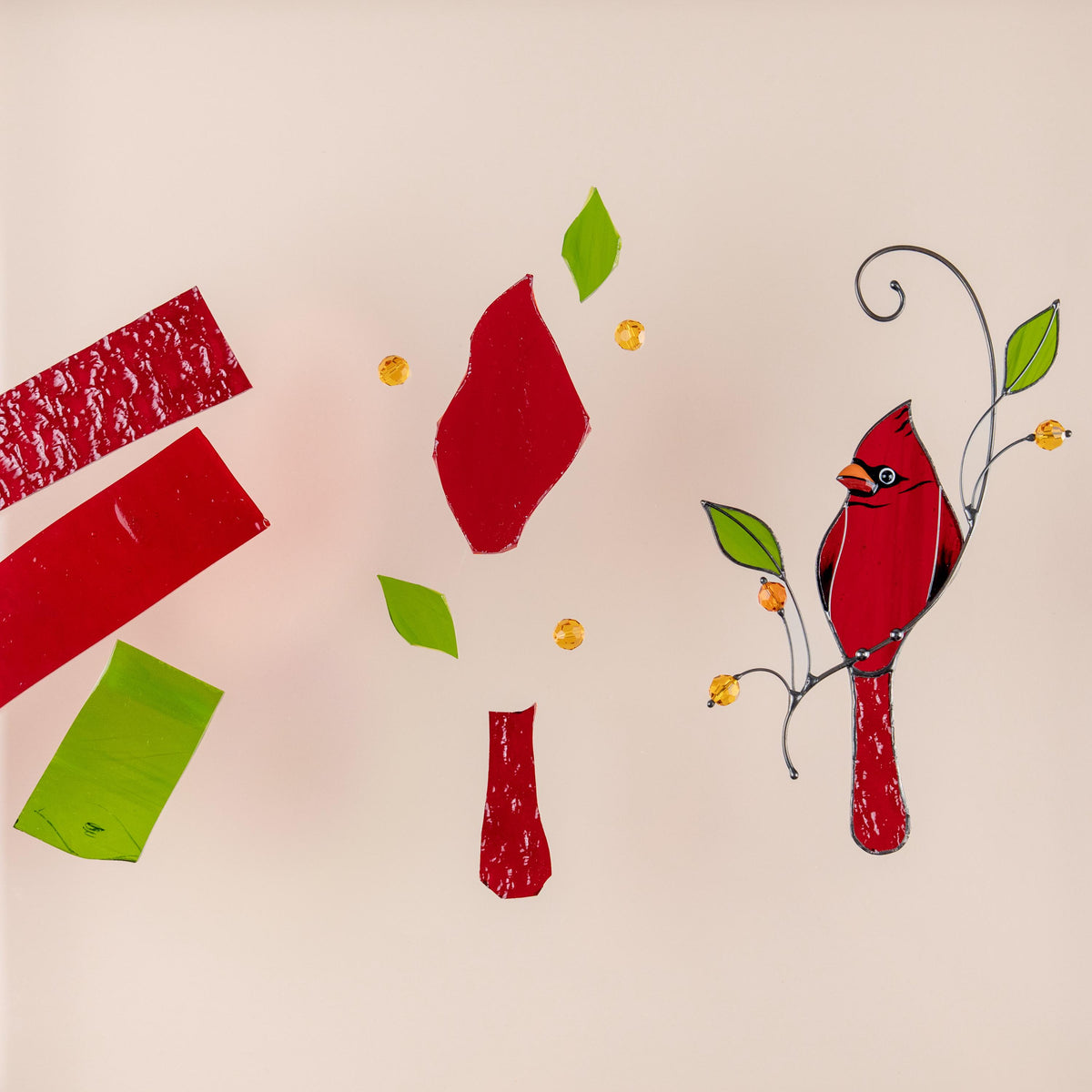 Cardinal ornament stained glass window hangings In memory gifts Bird art stained glass suncatcher Sister in law gifts Hanging suncatcher - Image 12