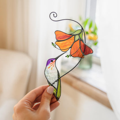 Hummingbird stained glass window hangings Mother in law gifts Bird suncatcher Garden decoration - Image 11