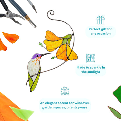Hummingbird stained glass window hangings Mother in law gifts Bird suncatcher Garden decoration - Image 12