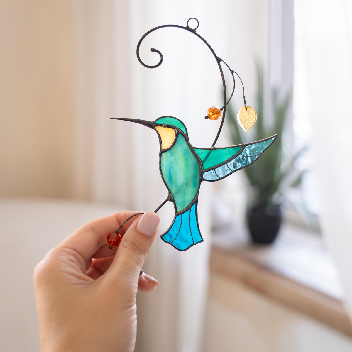 Hummingbird stained glass window hangings Mother in law gifts Hummingbird ornament custom stained glass suncatcher Bird nerd - Image 9