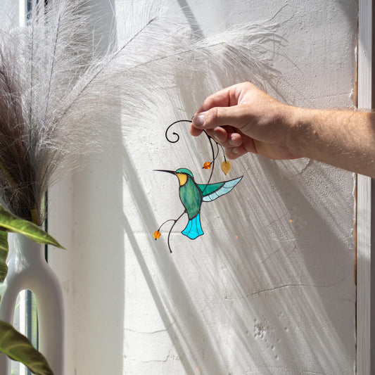 Hummingbird stained glass window hangings Mother in law gifts Hummingbird ornament custom stained glass suncatcher Bird nerd - Image 1