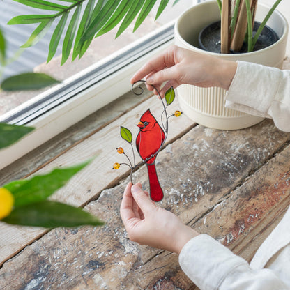 Cardinal ornament stained glass window hangings In memory gifts Bird art stained glass suncatcher Sister in law gifts Hanging suncatcher - Image 15