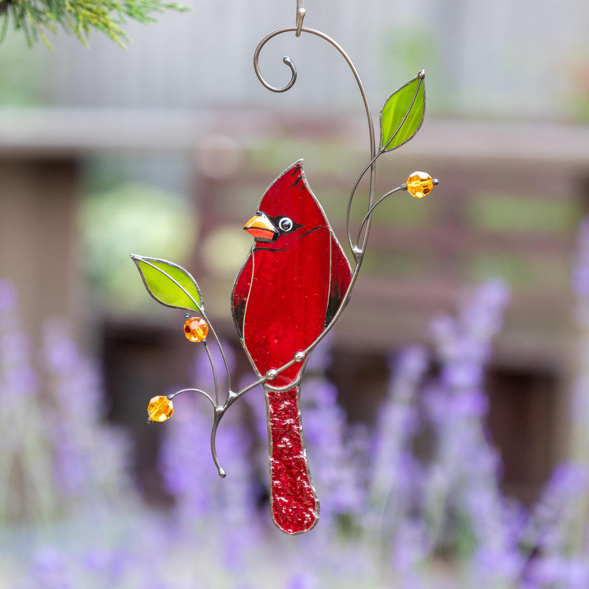 Cardinal ornament stained glass window hangings In memory gifts Bird art stained glass suncatcher Sister in law gifts Hanging suncatcher - Image 16