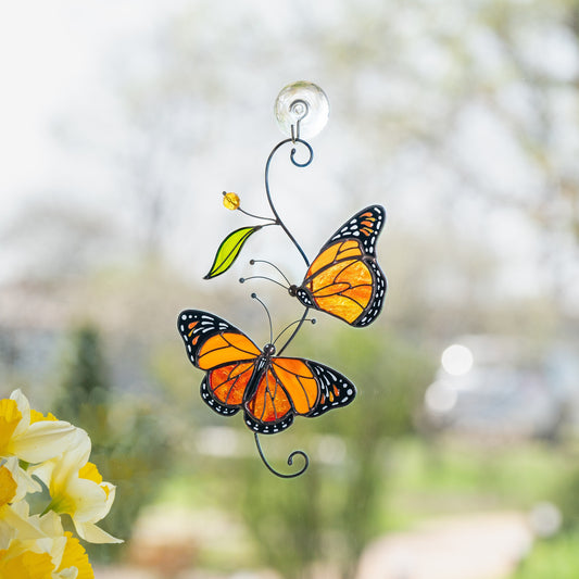 Butterfly stained glass window hangings Godmother gift Monarch butterfly Modern stained glass fly insect Custom stained glass suncatcher - Image 1