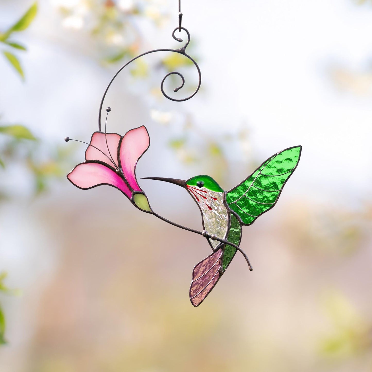 Hummingbird stained glass window hangings Godfather gift Hummingbird ornament Home decor items aesthetic - Image 3