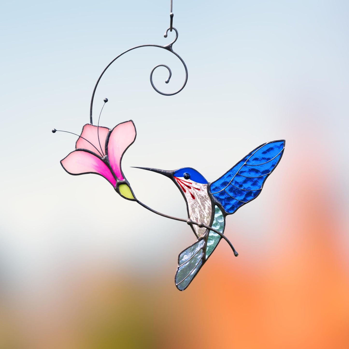 Hummingbird gifts stained glass window hangings Great grandma gift Hummingbird stained glass suncatcher Garden decoration - Image 10