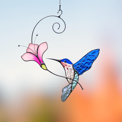 Hummingbird gifts stained glass window hangings Great grandma gift Hummingbird stained glass suncatcher Garden decoration - Image 10