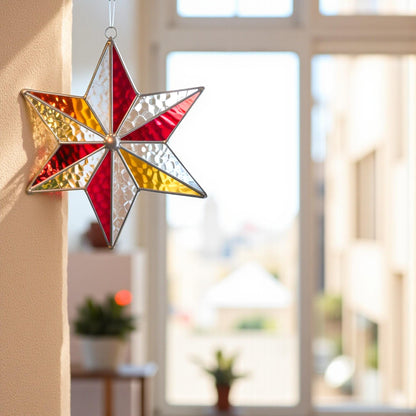 Handmade Xmas Star Ornament - Stained Glass Christmas Star Suncatcher for Holiday Window Decor & Unique Xmas Gifts - Image 9