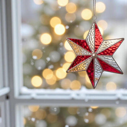 Handmade Xmas Star Ornament - Stained Glass Christmas Star Suncatcher for Holiday Window Decor & Unique Xmas Gifts - Image 15