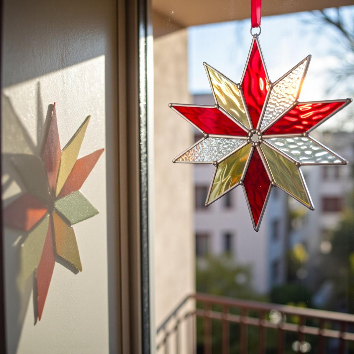 Handmade Xmas Star Ornament - Stained Glass Christmas Star Suncatcher for Holiday Window Decor & Unique Xmas Gifts - Image 1