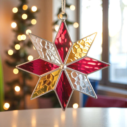 Handmade Xmas Star Ornament - Stained Glass Christmas Star Suncatcher for Holiday Window Decor & Unique Xmas Gifts - Image 2