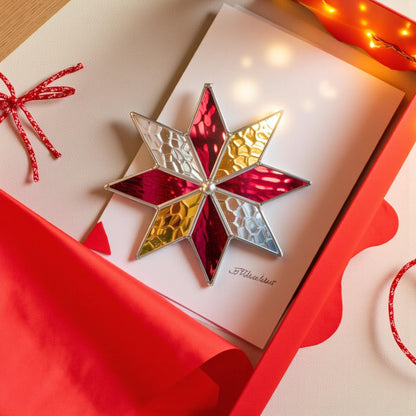 Handmade Xmas Star Ornament - Stained Glass Christmas Star Suncatcher for Holiday Window Decor & Unique Xmas Gifts - Image 10