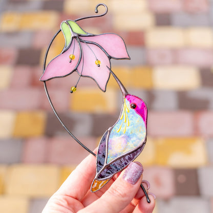 Hummingbird stained glass bird Godmother gifts Hummingbird ornament stained glass window hangings Bird lover gifts - Image 12