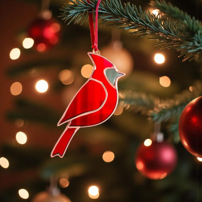 Red Cardinal Stained Glass Ornament – Handmade Bird Suncatcher | Memorial Gift, Christmas Window Decor, Sympathy or Heaven Sign, Fathers Day - Image 14