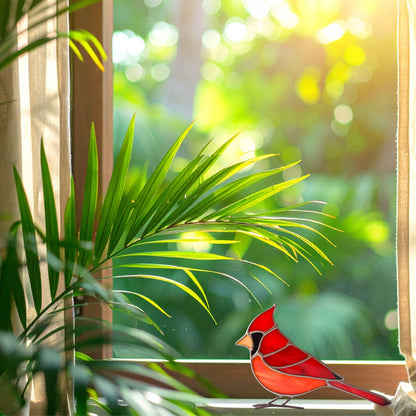 Red Cardinal Stained Glass Ornament – Handmade Bird Suncatcher | Memorial Gift, Christmas Window Decor, Sympathy or Heaven Sign, Fathers Day - Image 18