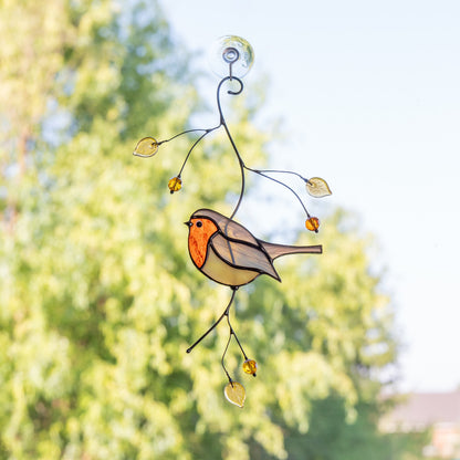 Christmas Robin stained glass bird Gift for bird lovers stained glass window hangings Mother in law gifts stained glass sun catcher - Image 4