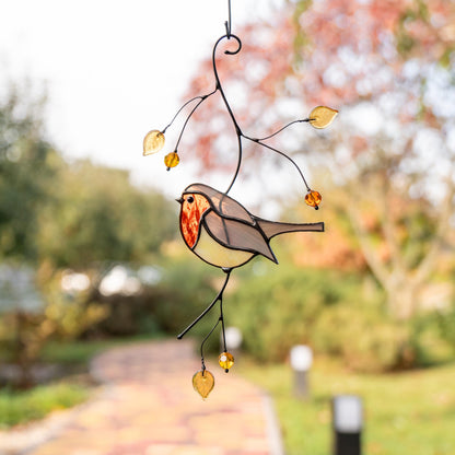 Christmas Robin stained glass bird Gift for bird lovers stained glass window hangings Mother in law gifts stained glass sun catcher - Image 6