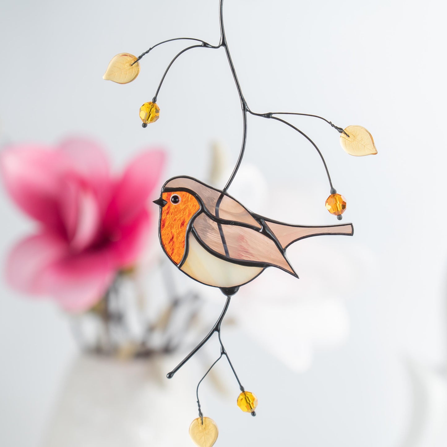 Christmas Robin stained glass bird Gift for bird lovers stained glass window hangings Mother in law gifts stained glass sun catcher - Image 13