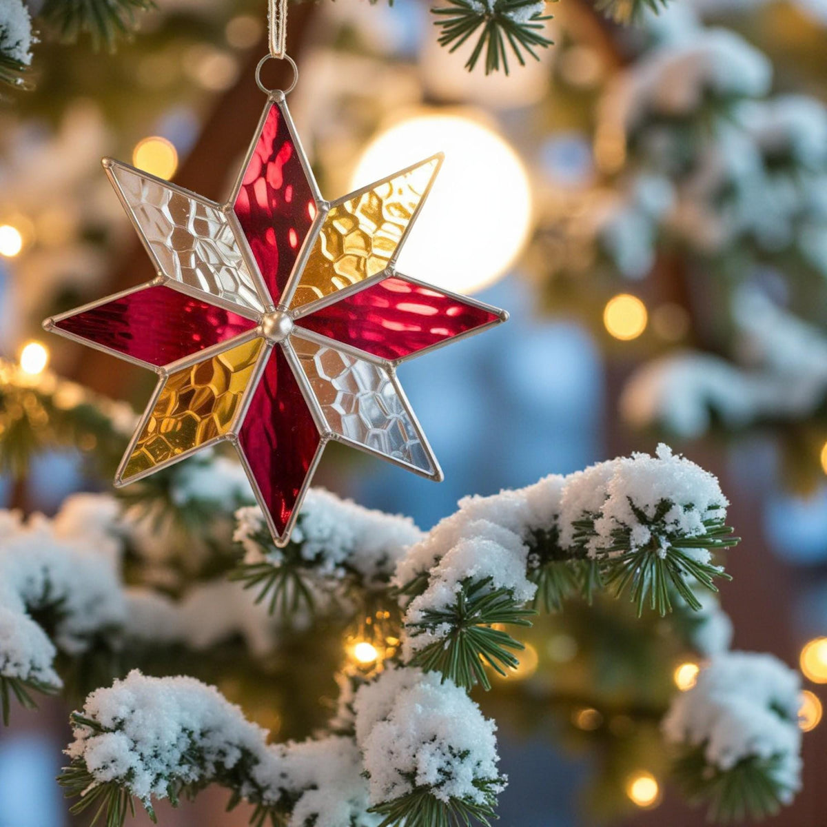 Handmade Xmas Star Ornament - Stained Glass Christmas Star Suncatcher for Holiday Window Decor & Unique Xmas Gifts - Image 5