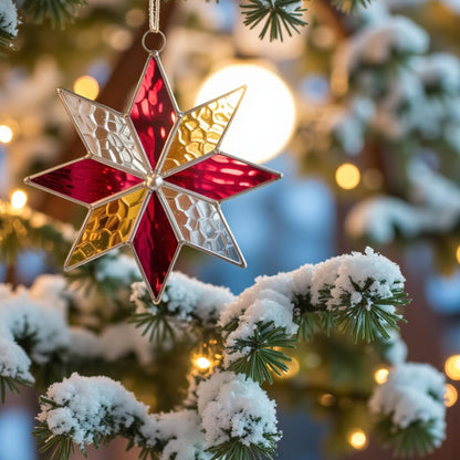 Handmade Xmas Star Ornament - Stained Glass Christmas Star Suncatcher for Holiday Window Decor & Unique Xmas Gifts - Image 5