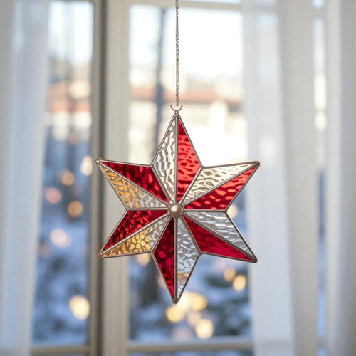 Handmade Xmas Star Ornament - Stained Glass Christmas Star Suncatcher for Holiday Window Decor & Unique Xmas Gifts - Image 16