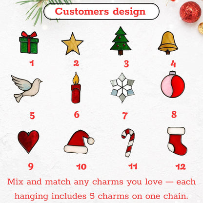 Stained Glass Christmas Suncatcher Set | Holiday Window Hanging | Christmas Tree Ornament | Handmade Glass Decor Gift - Image 20
