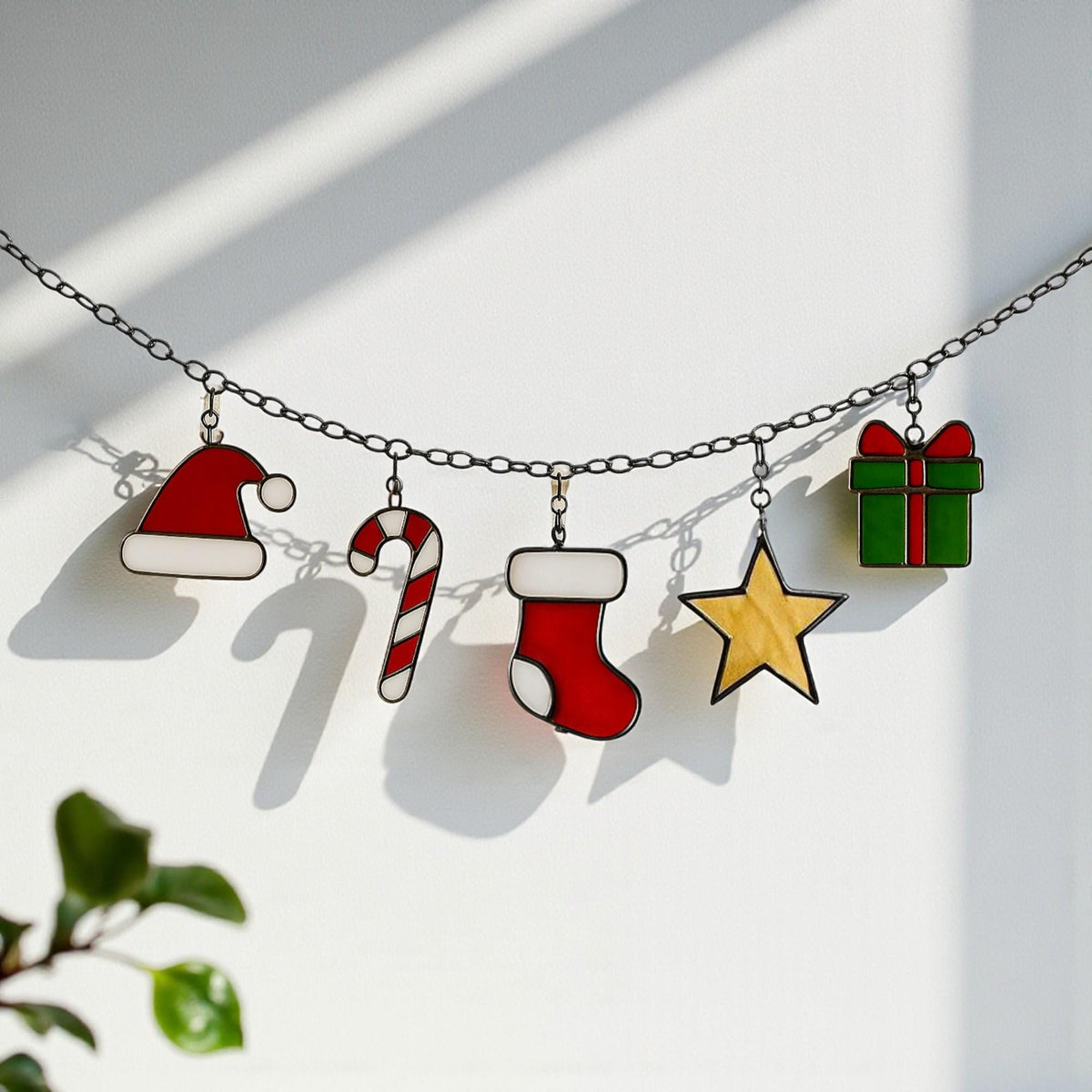 Stained Glass Christmas Suncatcher Set | Holiday Window Hanging | Christmas Tree Ornament | Handmade Glass Decor Gift - Image 13