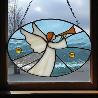 Custom Stained Glass Angel with Trumpet – Personalized Christmas Window Hanging | Handmade Holiday Suncatcher Gift - Image 11