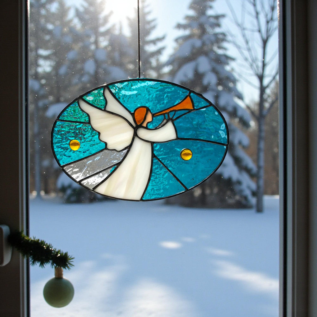 Custom Stained Glass Angel with Trumpet – Personalized Christmas Window Hanging | Handmade Holiday Suncatcher Gift - Image 19