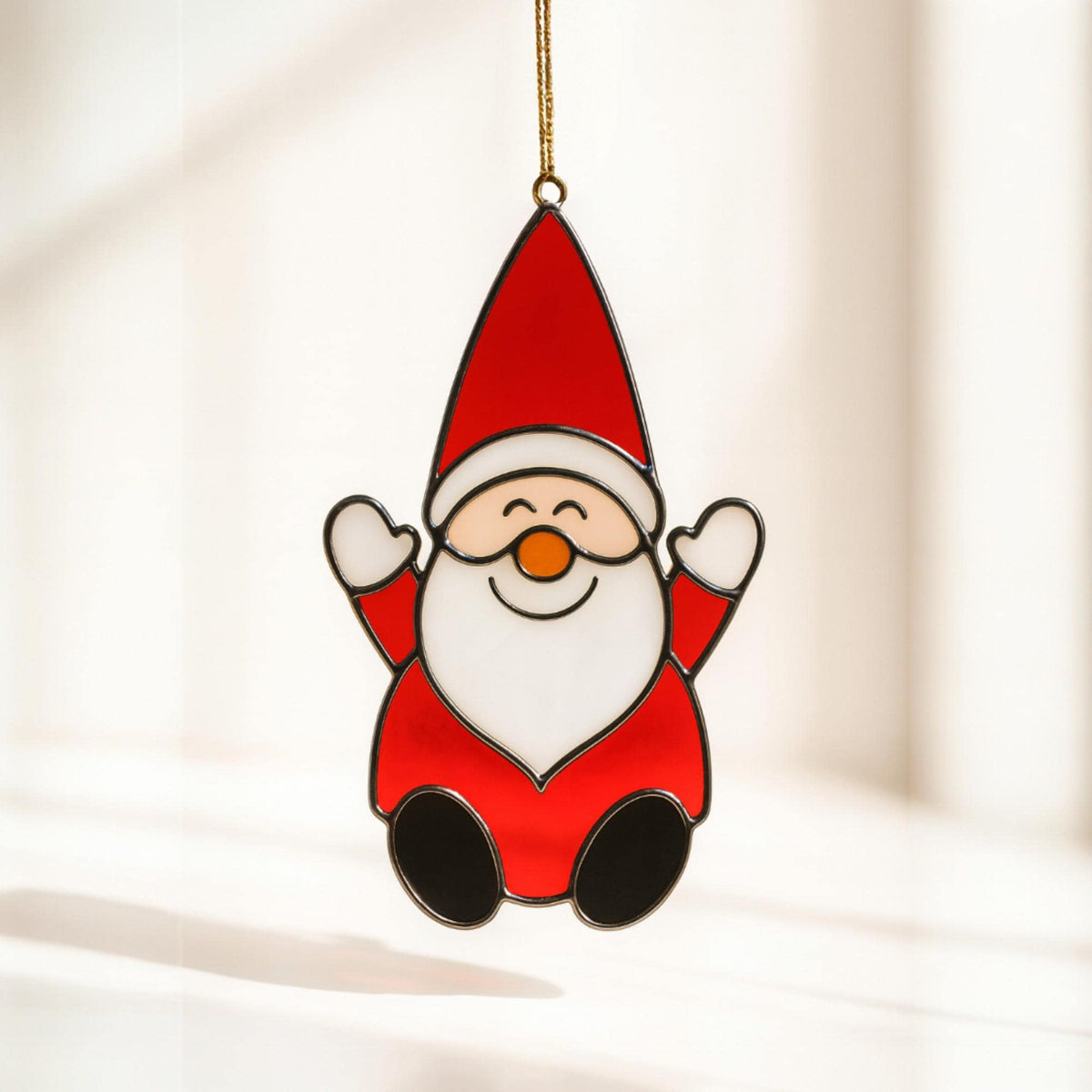 Handmade Stained Glass Santa Ornament – Minimal Cut Santa Glass Art | Christmas Window Hanging Gift - Image 18