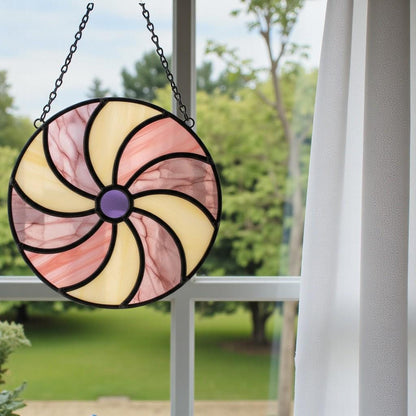 Stained Glass Peppermint Swirl Suncatcher – 9 Color Options + Custom Mix, Handmade Window Hanging, Christmas or Everyday Gift Decor - Image 17
