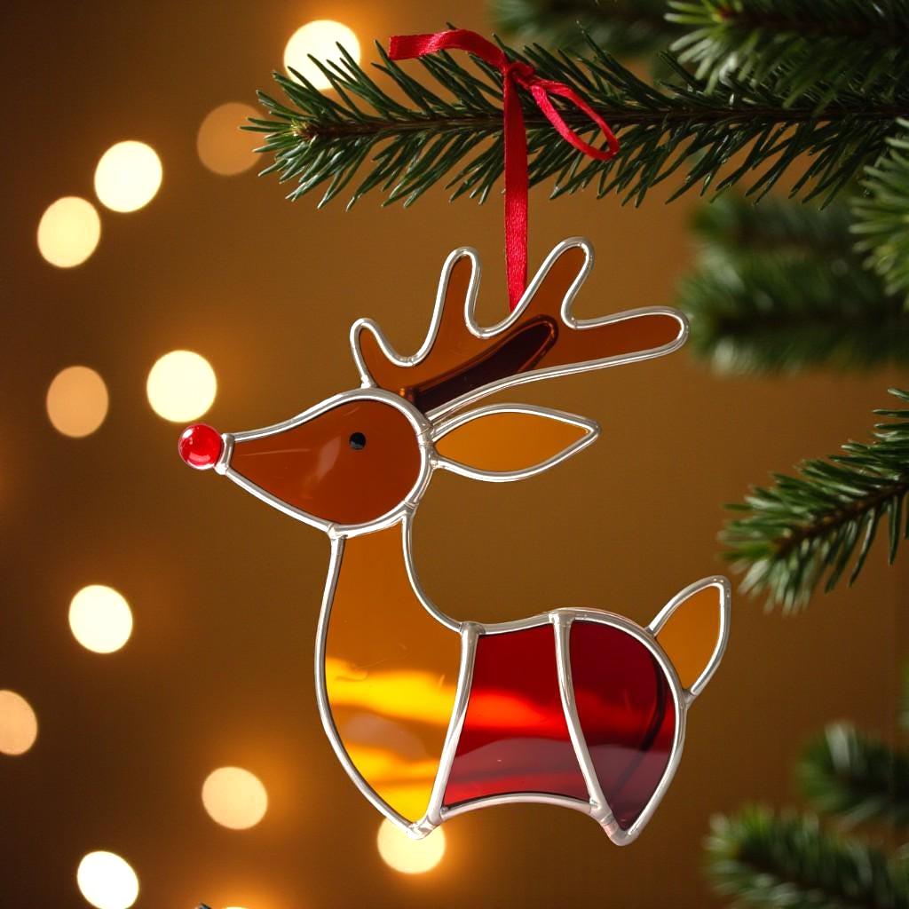 Stained Glass Christmas Ornament | Holiday Tree Decoration | Handmade Tiffany Style Suncatcher | Gift for Her | Festive Home Decor - Image 2