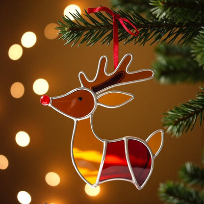 Stained Glass Christmas Ornament | Holiday Tree Decoration | Handmade Tiffany Style Suncatcher | Gift for Her | Festive Home Decor - Image 2